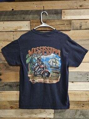 Harley-Davidson Navy Mississippi Coast Motorcycle Graphic Tee